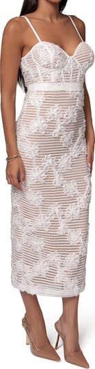 Angelic Crochet Lace Midi Cocktail Dress