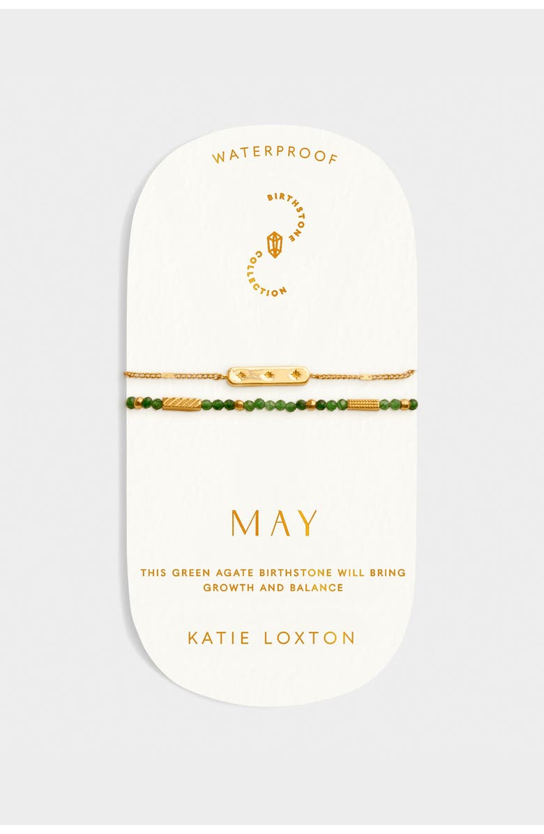 Katie Loxton Birthstone Bracelet 'May' in Green Agate, Alternate, color, May