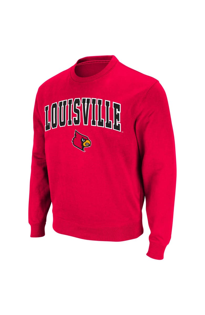 COLOSSEUM Men's Colosseum Red Louisville Cardinals Arch & Logo Crew Neck Sweatshirt, Main, color, 