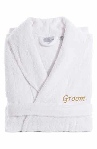 Linum Home Textiles Gold Embroidered 'Groom' Terry Bathrobe