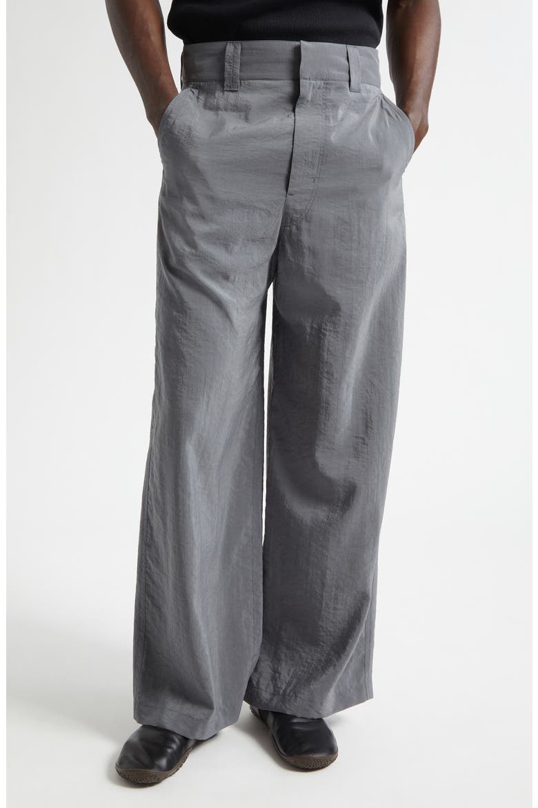 High Waist Silk Blend Wide Leg Pants, Main, color, ALUMINIUM