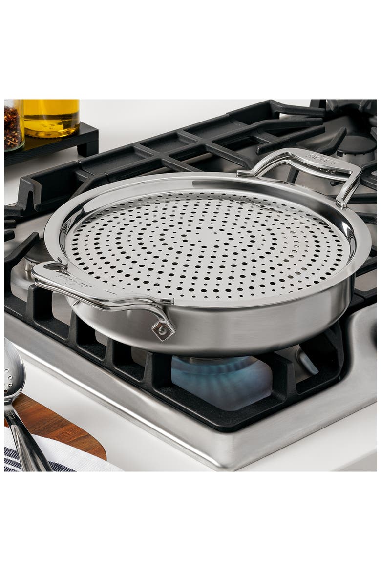 D5 4-Quart Sauteuse with Splatter Guard Lid, Alternate, color, SILVER