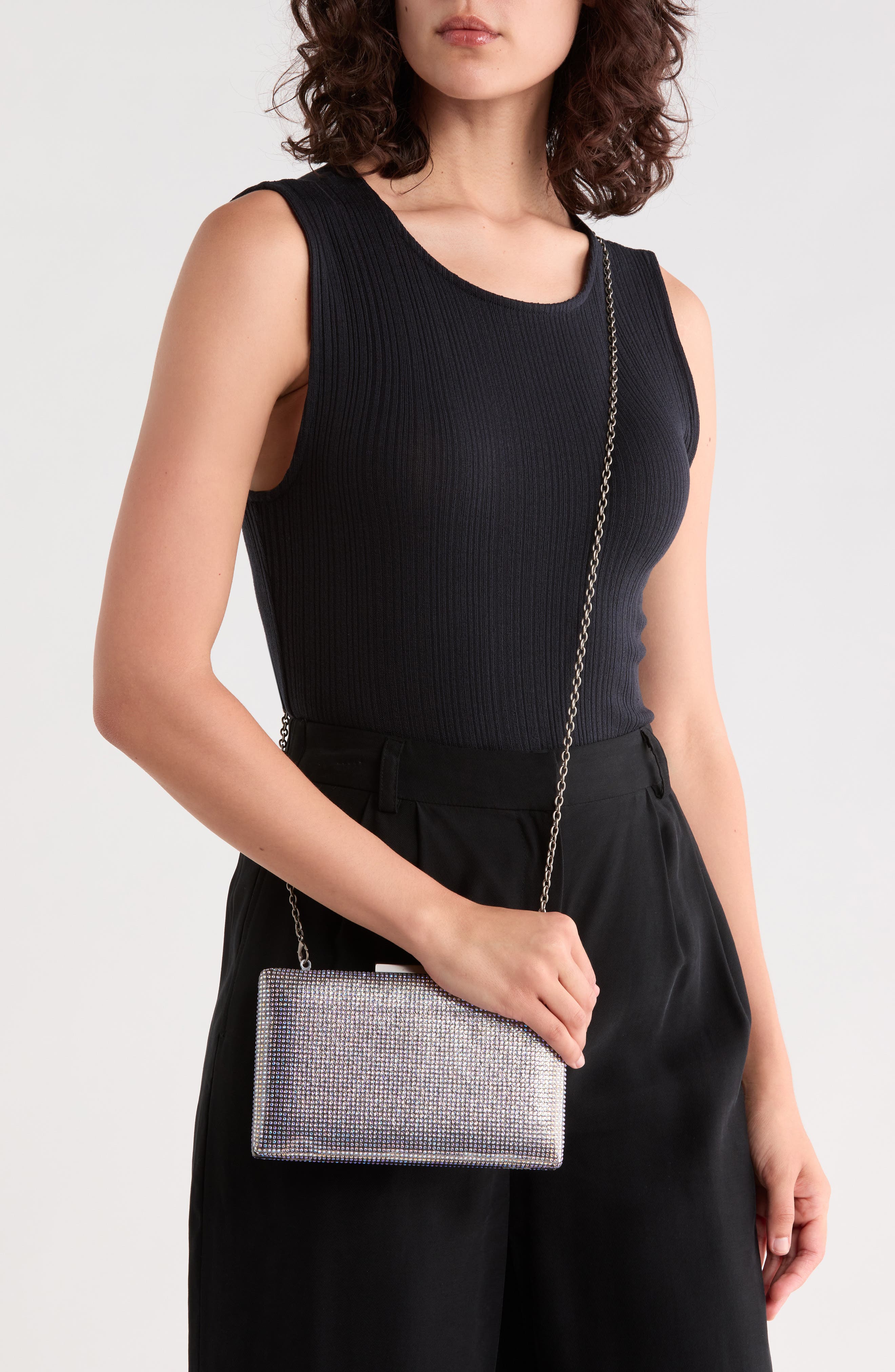 Crystal Box Clutch, Alternate, color, SILVER