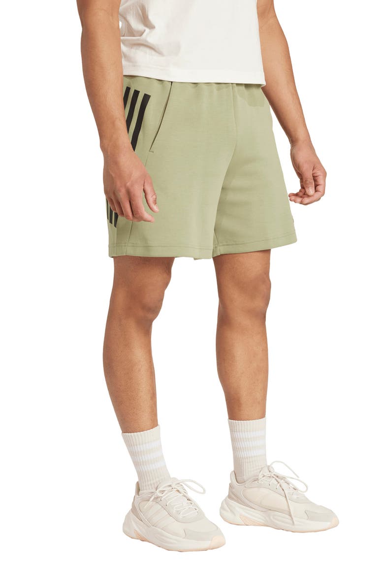 Future Icons 3-Stripes Interlock Knit Sweat Shorts, Alternate, color, TENT GREEN