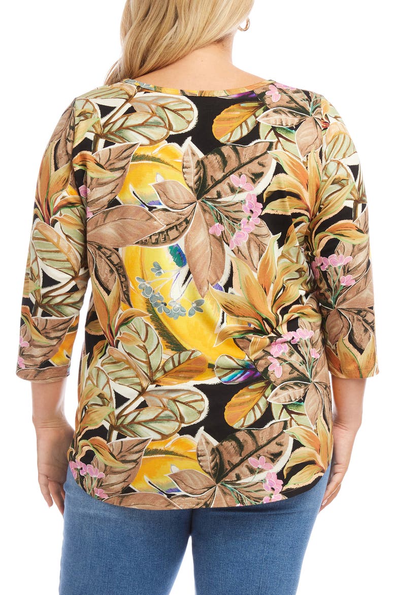 Floral Print Knit Shirttail Top, Alternate, color, YELLOW MULTI