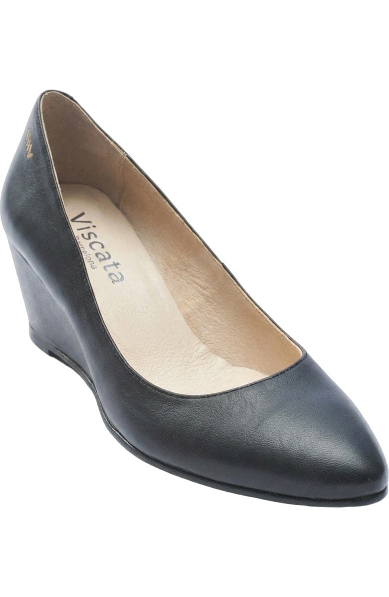 VISCATA Verona Leather Wedges, Alternate, color, Black