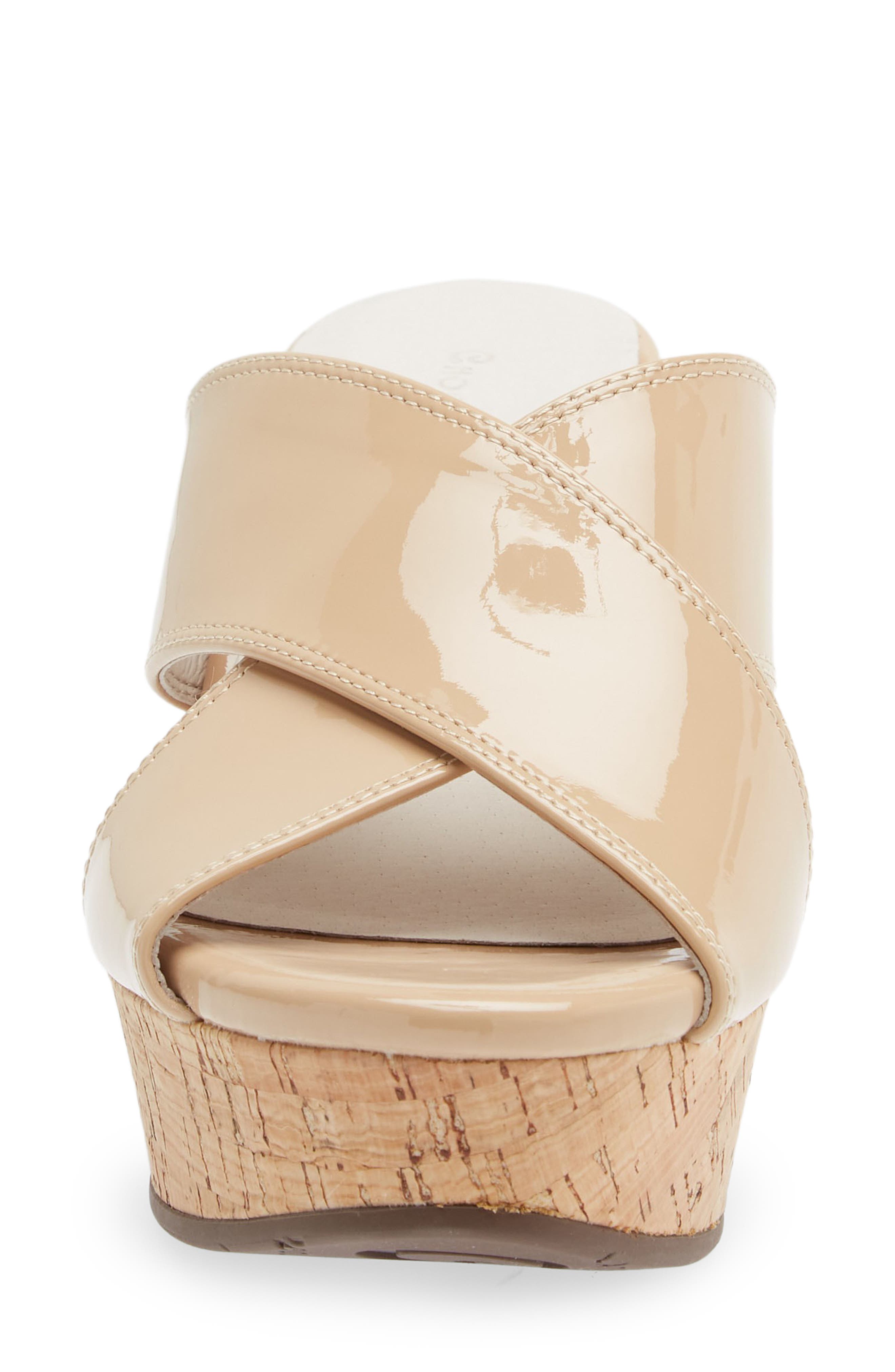 Chocolat Blu Crisscross Wedge Slide Sandal, Alternate, color, Nude Patent