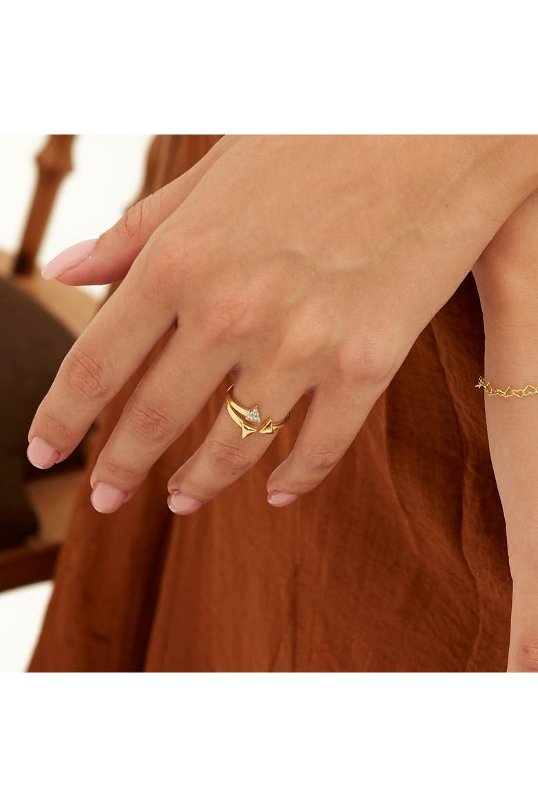 Sterling Silver Multiple Triangle Adjustable Ring, Alternate, color, Gold