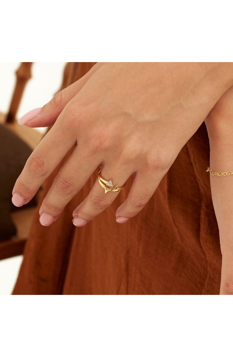 Spero London Sterling Silver Multiple Triangle Adjustable Ring, Alternate, color, Gold