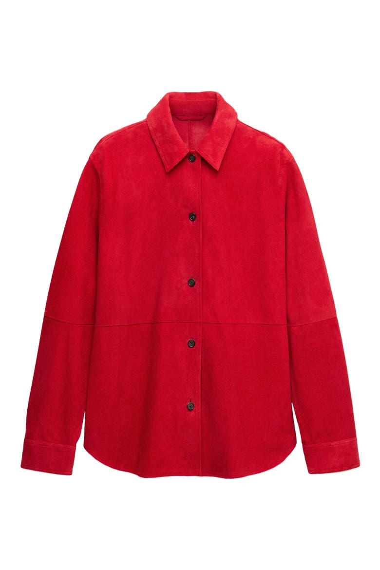 Oversized Suede Leather Shirt, Alternate, color, RED