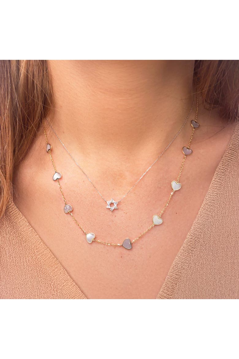 Diamond Star of David Necklace, Alternate, color, White Gold