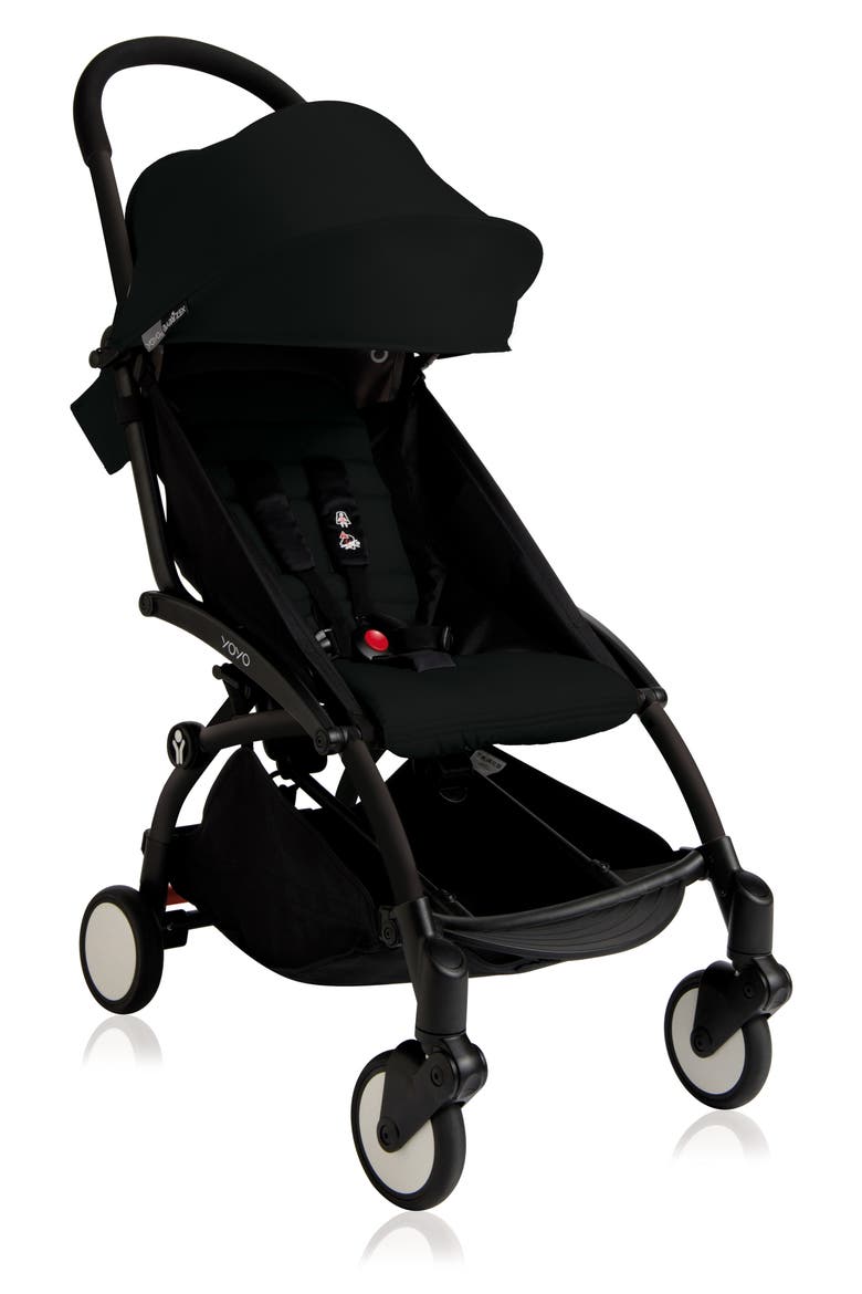 YOYO+ Complete Stroller with Travel Bag, Black Parasol & New Leg Rest, Main, color, BLACK/ BLACK