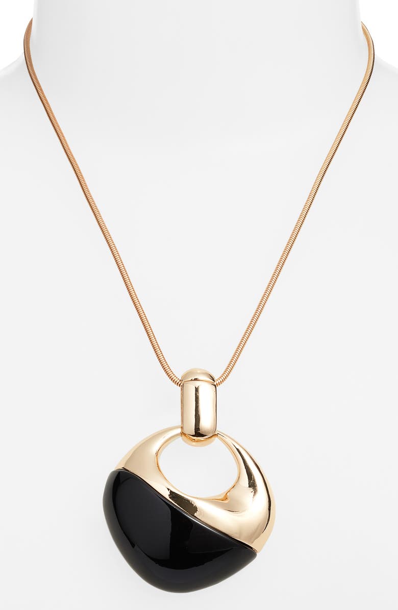 Open Edit Pendant Necklace, Alternate, color, Black- Gold