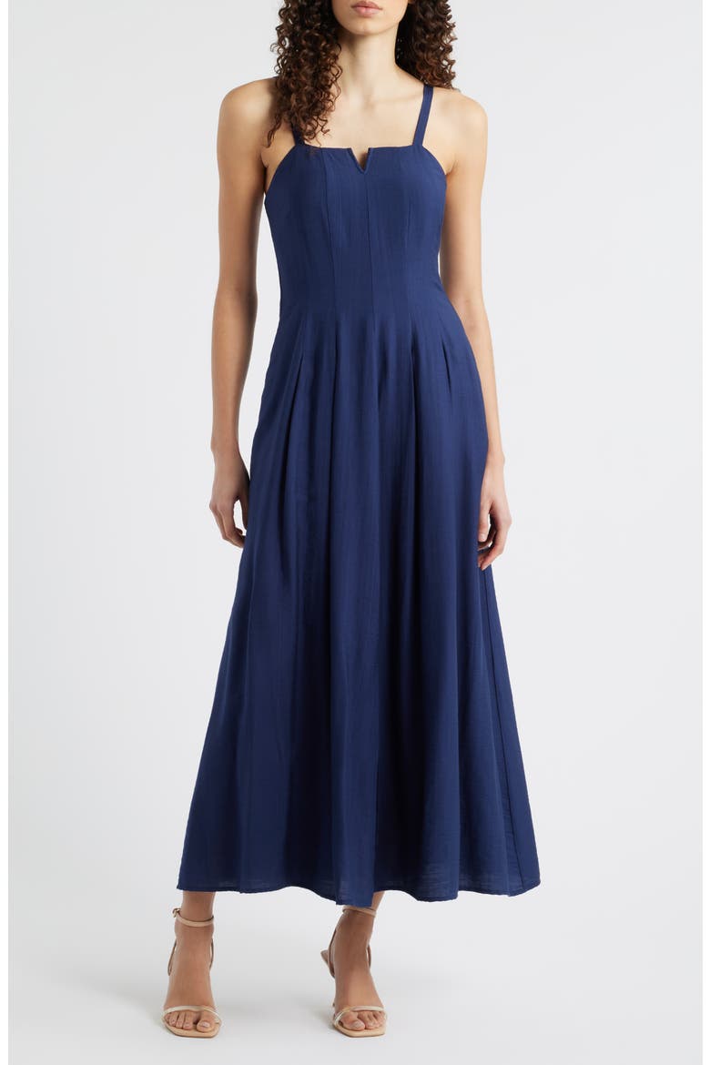 Carisa Sleeveless Flare Maxi Dress, Main, color, NAVY