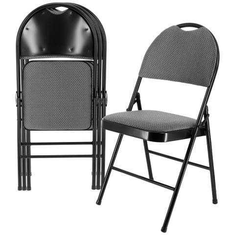 4 Piece Metal Folding Chair with Padded Seats and Top Handle