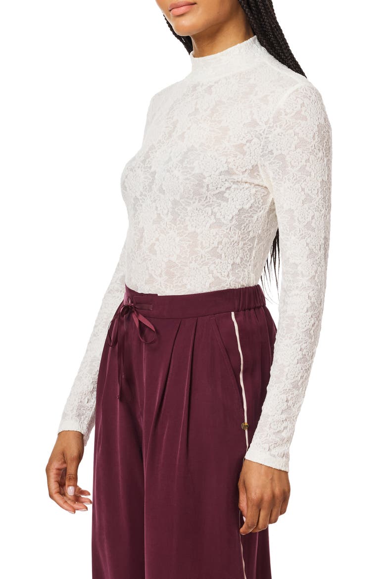 Mock Neck Lace Knit Top, Alternate, color, ANTIQUE WHITE