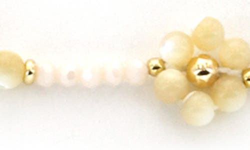 Panacea Beaded Flower Station Necklace In Beige