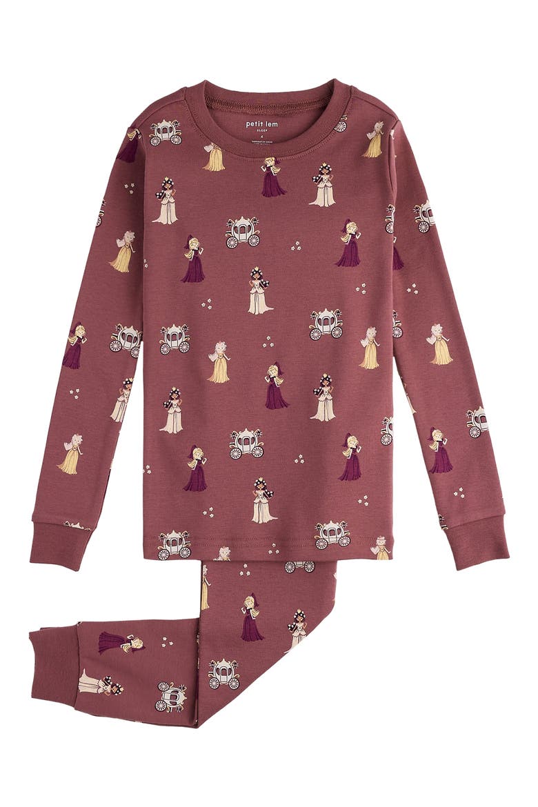 Princess Color In Print Out Petit Lem Kids' Princess Print Organic Cotton Fitted Two-Piece Pajamas ...