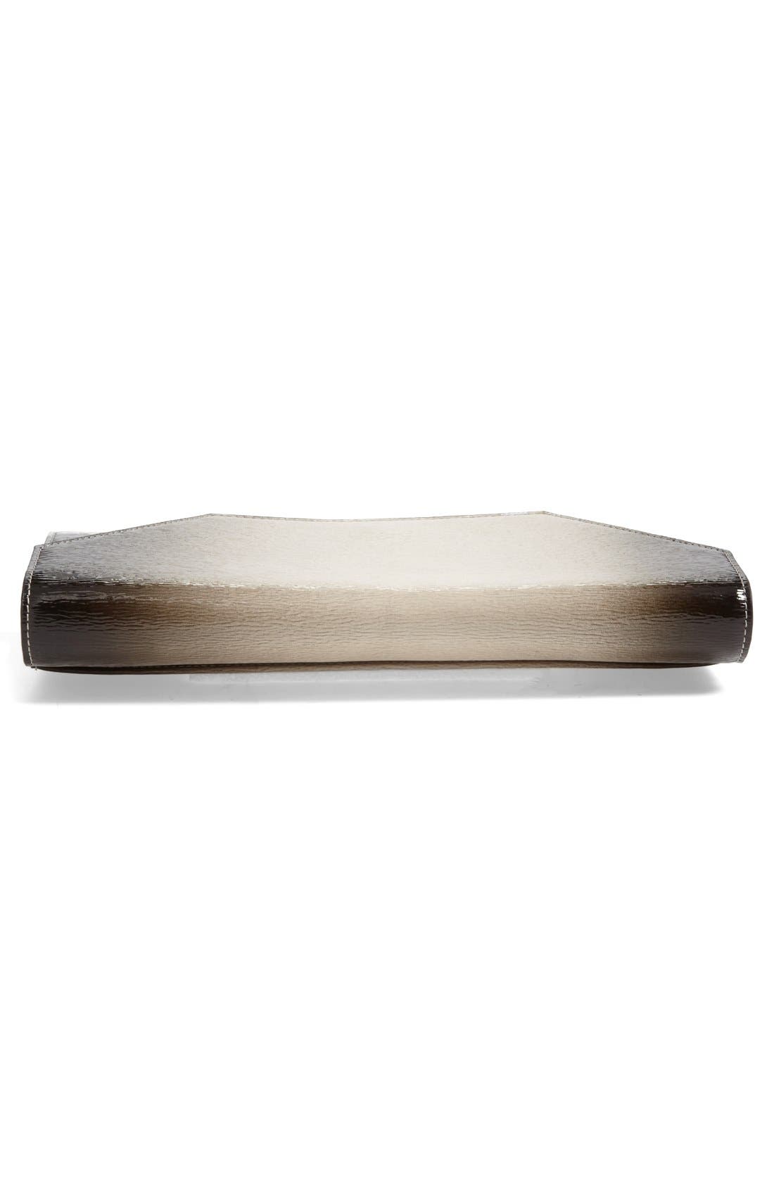 Ombré Leather Envelope Clutch, Alternate, color, BLACK OMBRE