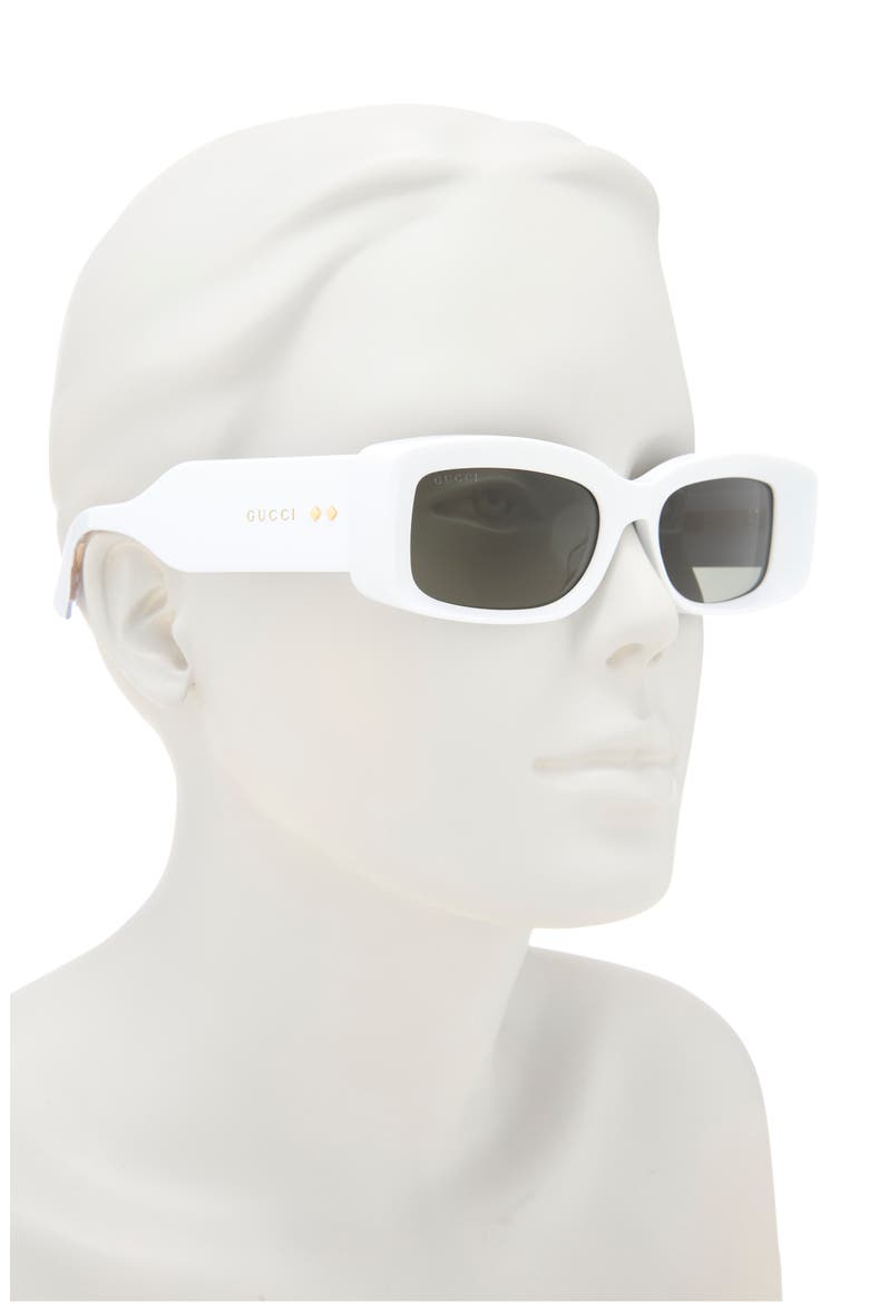 53mm Rectangular Sunglasses, Alternate, color, WHITE/LIGHT BLUE GREY