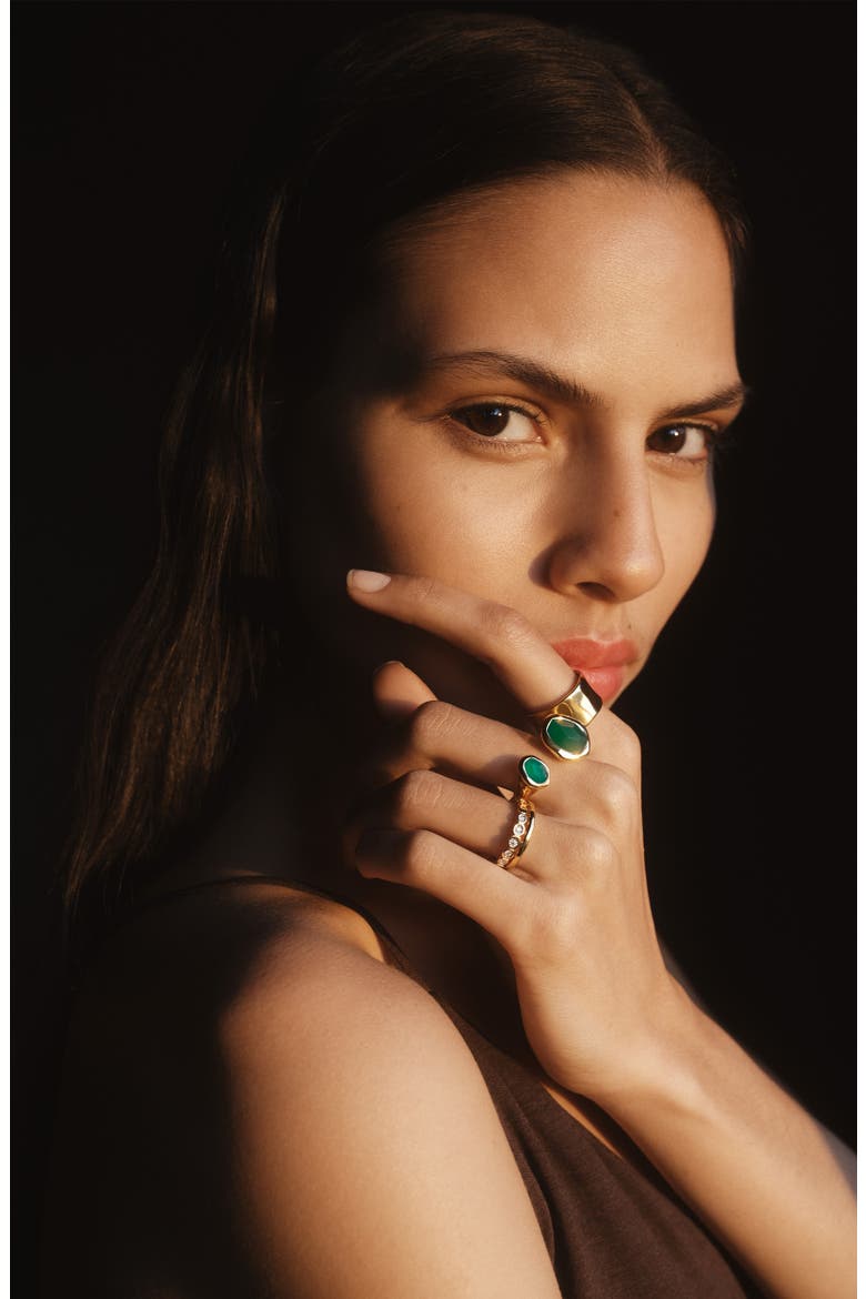 Odyssey Green Onyx Open Ring, Alternate, color, 18K GOLD VERMEIL / GREEN ONYX