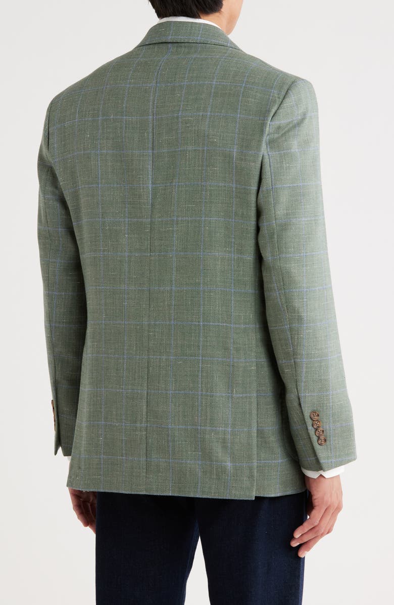 Brooks Brothers Classic Fit Windowpane Wool & Linen Hopsack Sport Coat, Alternate, color,