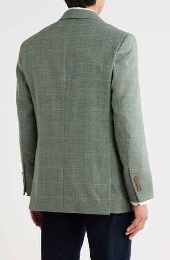 Classic Fit Windowpane Wool & Linen Hopsack Sport Coat