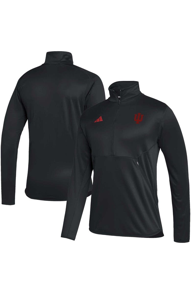 adidas Men's adidas Black Indiana Hoosiers 2023 Sideline AEROREADY Half-Zip Top, Alternate, color,