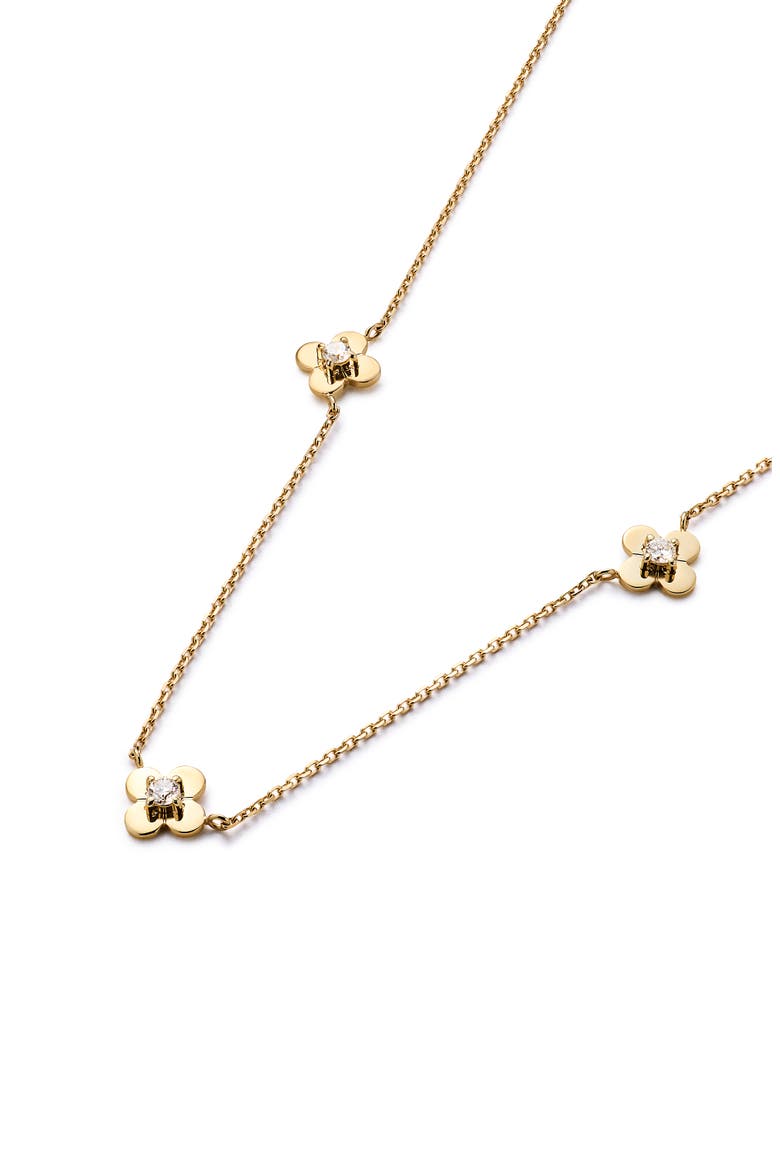 Solid Yellow Gold - Mini Flower Station Necklace, Alternate, color, Gold