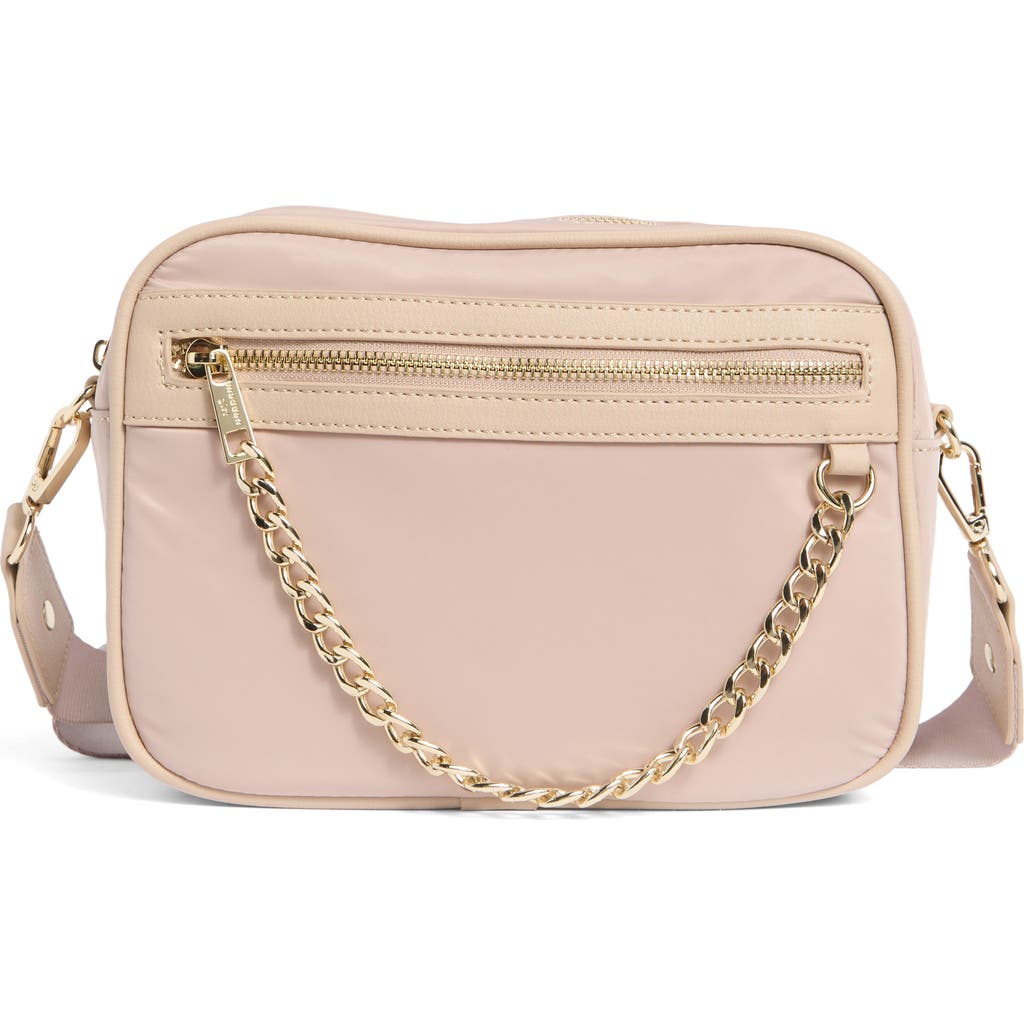 Madden Girl Woven Camera Crossbody Bag In Pink