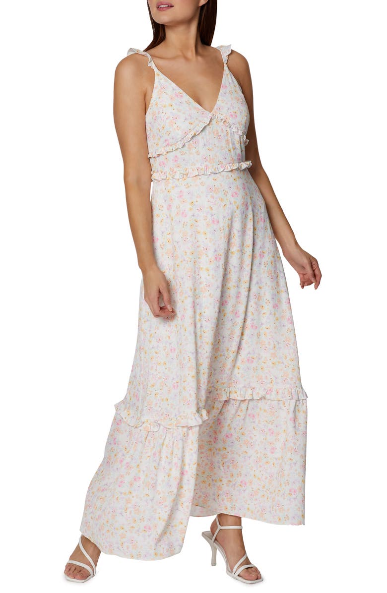 BCBGeneration Ruffle Strap Tiered Maxi Dress, Main, color, 