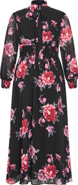 City Chic Alexandra Print Long Sleeve Maxi Dress