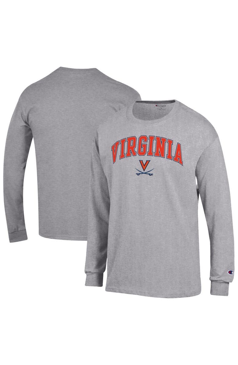 Champion Men's Champion  Heather Gray Virginia Cavaliers Basic Arch Long Sleeve T-Shirt, Alternate, color, 