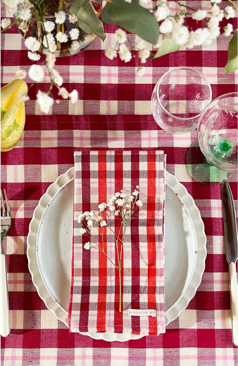 Archive New York Noel Red Plaid Cotton Napkins, Set of 4, Alternate, color,