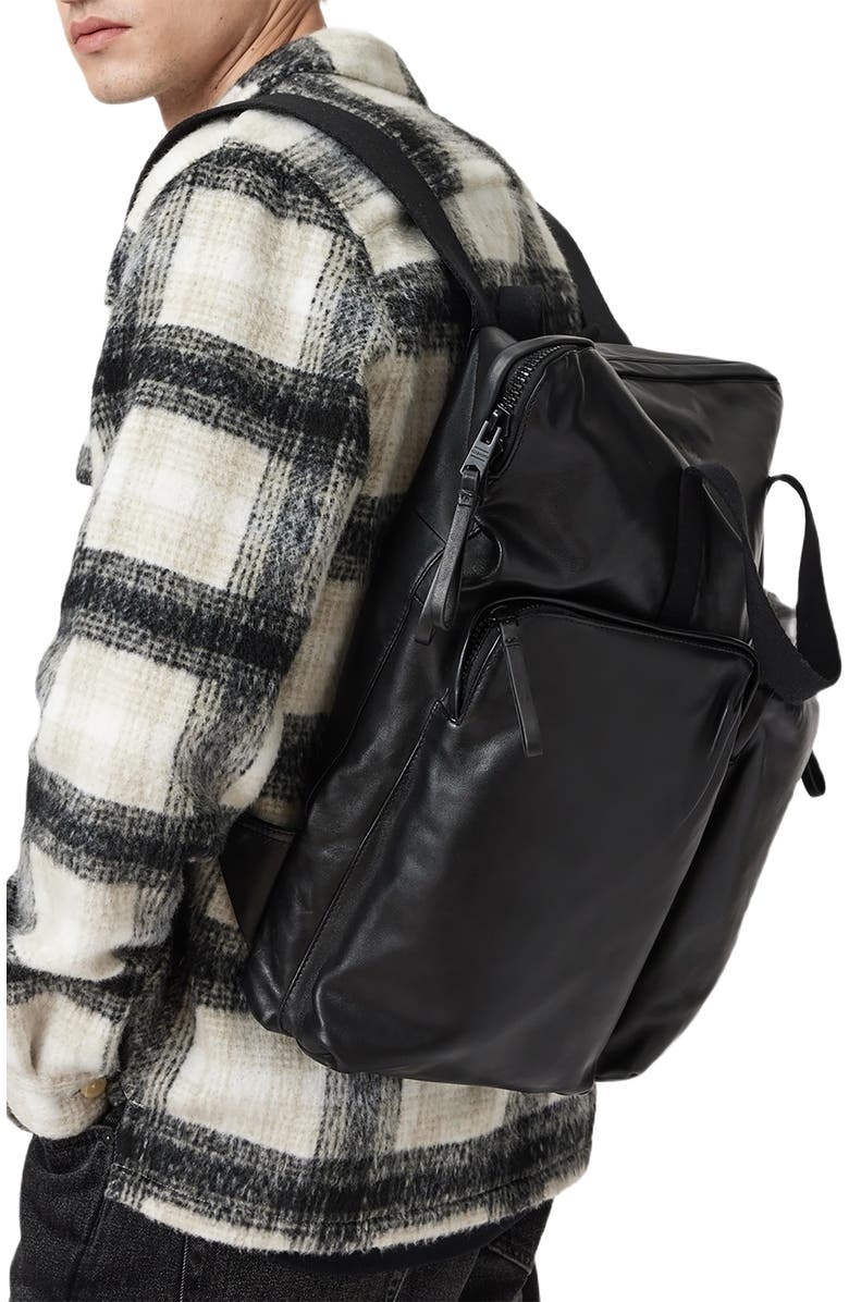 AllSaints Haven Force Leather Backpack, Alternate, color, Black