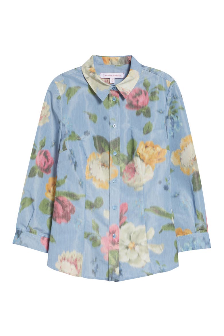 Ana Chiné Floral Print Button-Up Shirt, Alternate, color, CLOUDY BLUE MULTI
