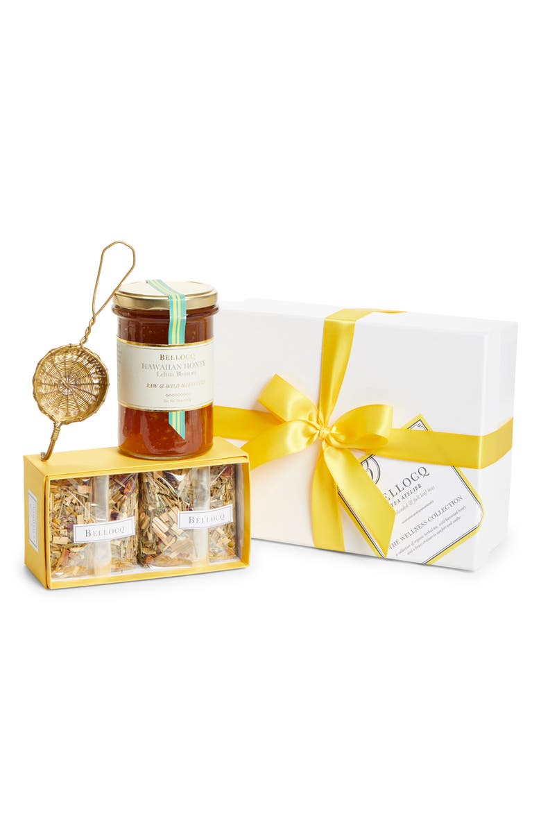 BELLOCQ The Wellness Collection 4-Piece Tea, Strainer & Honey Gift Set, Main, color,