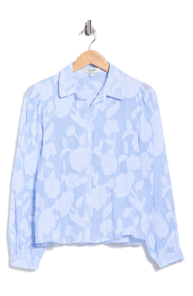Joie Long Sleeve Striped Cotton Shirt, Main, color, Striped Groud/ Blue/ White
