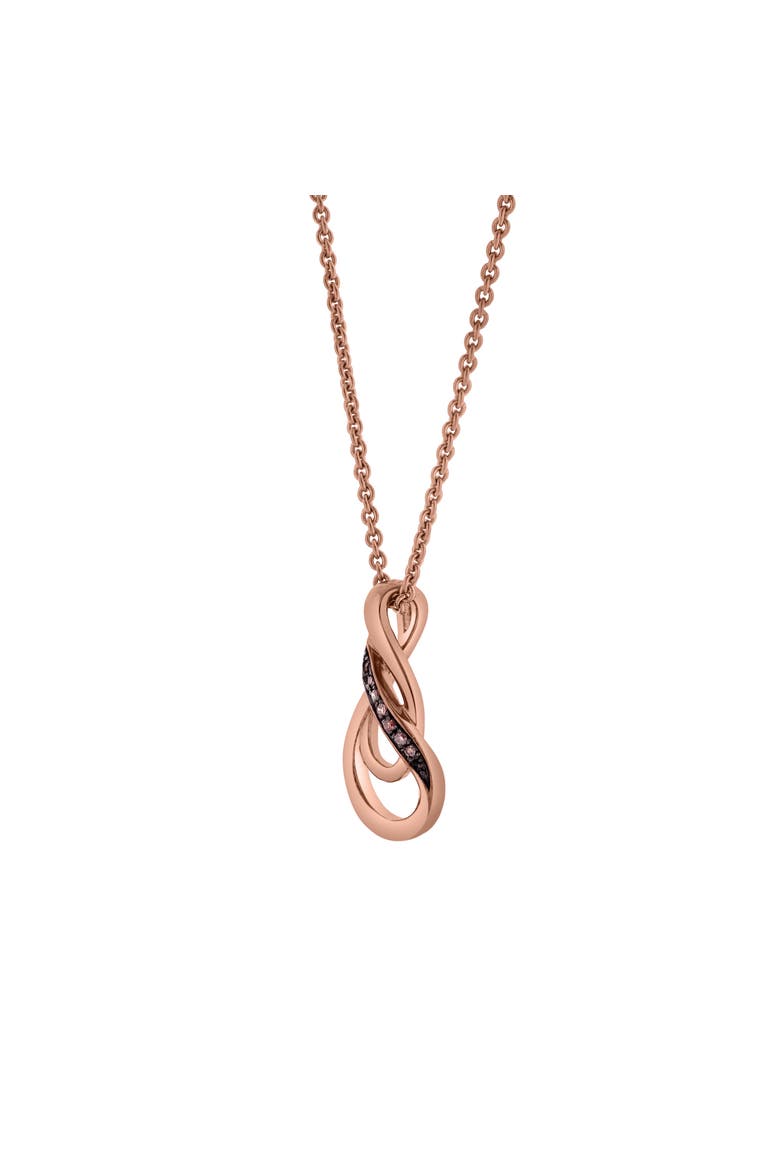 Sorelle Sterling Silver 0.03 Ct Diamond Twist Pendant Necklace, Alternate, color, Pink Rhodium Sterling Silver