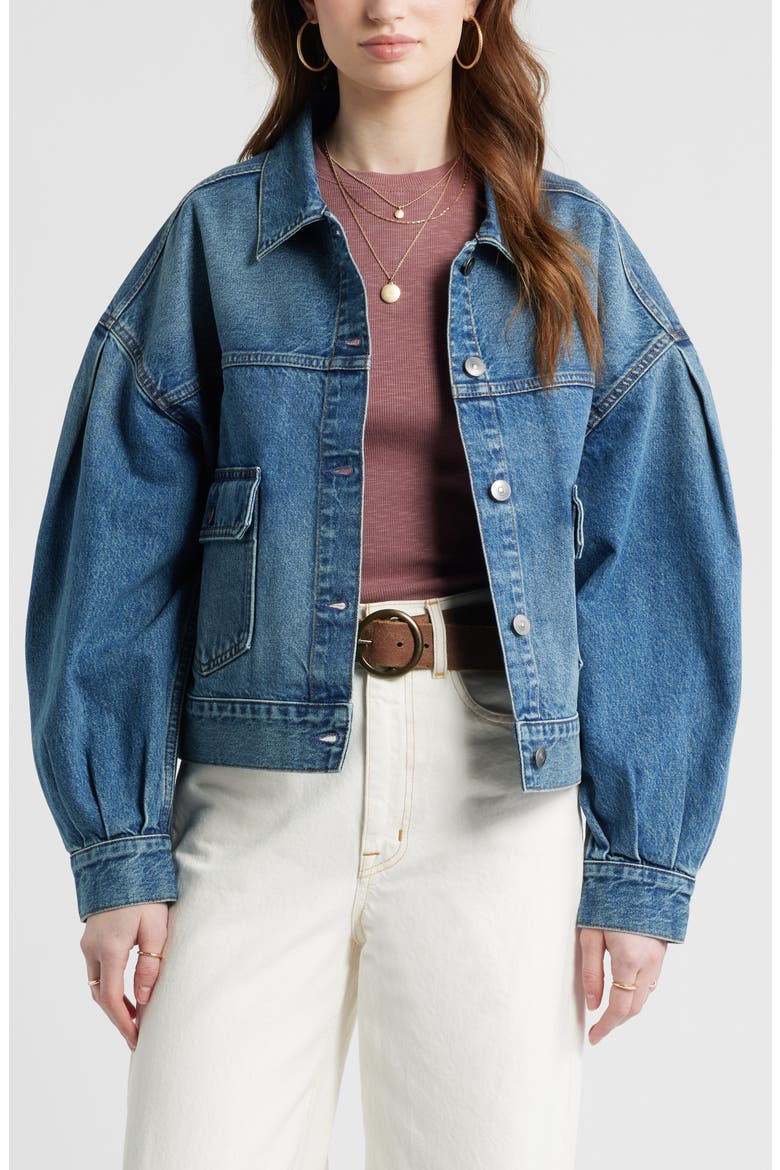 Puff Sleeve Denim Jacket (Women) | Nordstrom
