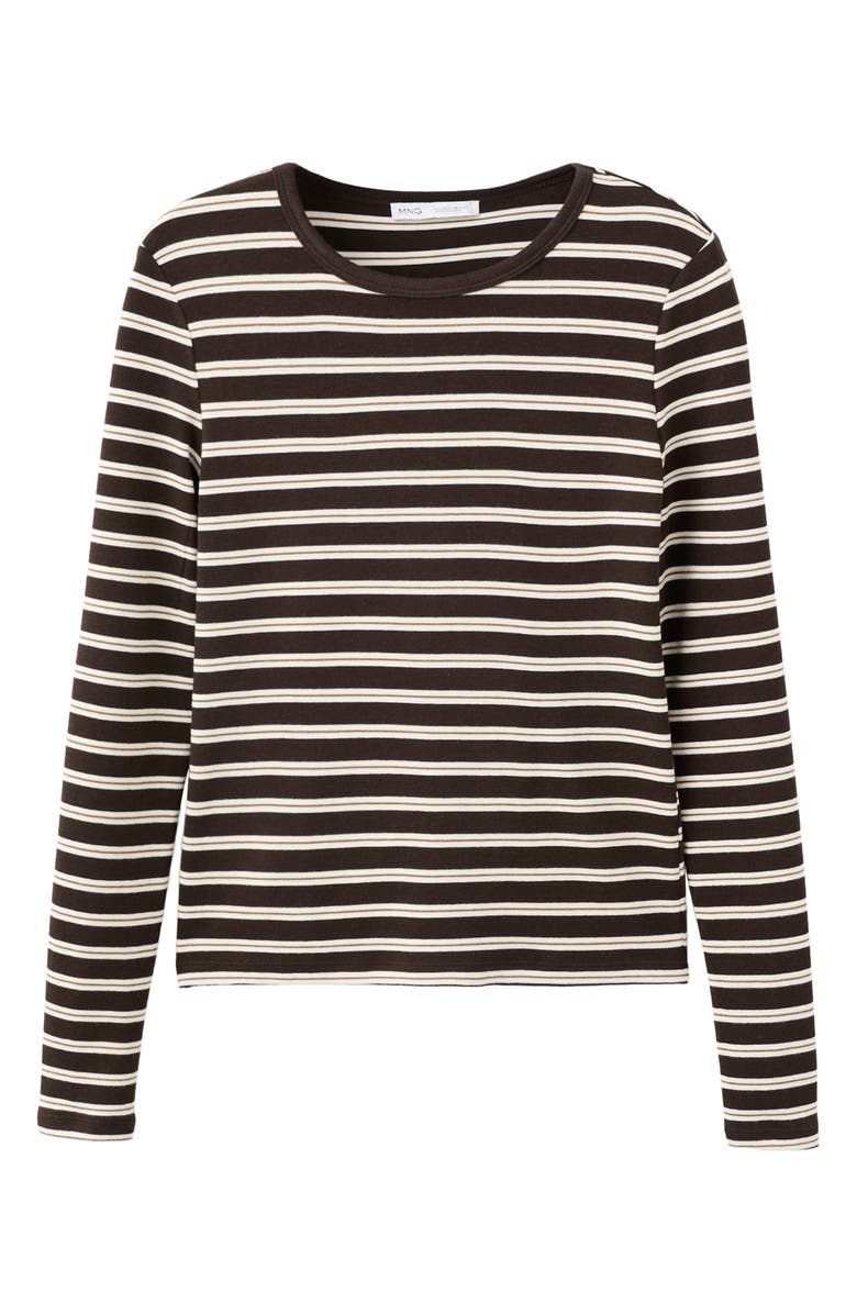 MANGO Stripe Long Sleeve T-Shirt, Alternate, color, Brown