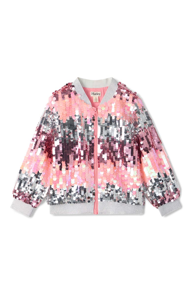 Kids' Blossom Gradient Sequin Bomber Jacket, Main, color, PINK