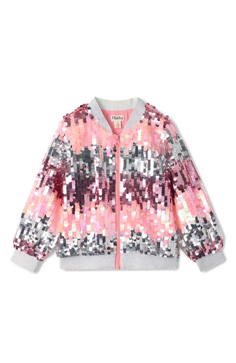 Kids' Blossom Gradient Sequin Bomber Jacket