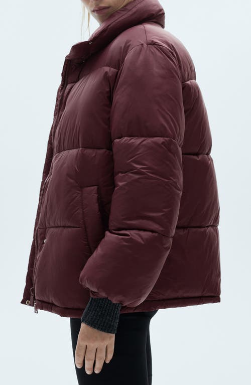 Mango Quilted Puffer Coat In Maroon