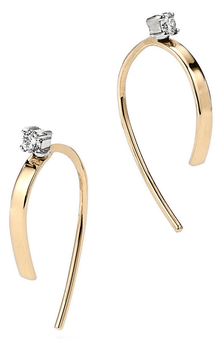 LANA Mini Flat Forward Facing Diamond Hoop Earrings, Main, color,