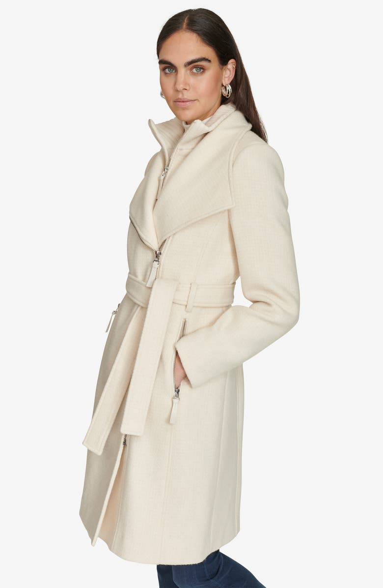 Calvin Klein Angled Zip Twill Coat, Alternate, color, Nude