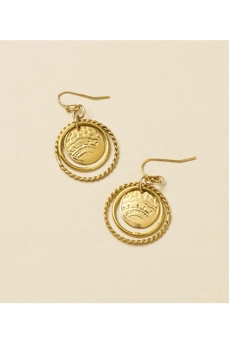 Yashi Embossed Ring Dangle Earring, Alternate, color, Gold