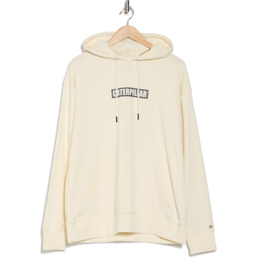 Cat Wwr Relaxed Logo Print French Terry Hoodie In Vanilla