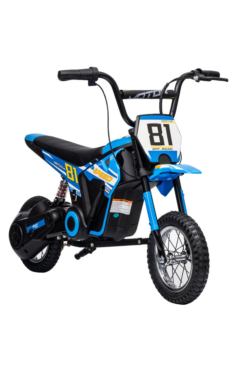 Qaba Kids Electric Dirt Bike, 250W, 9.9 MPH, Tires, Suspension, Main, color, Blue