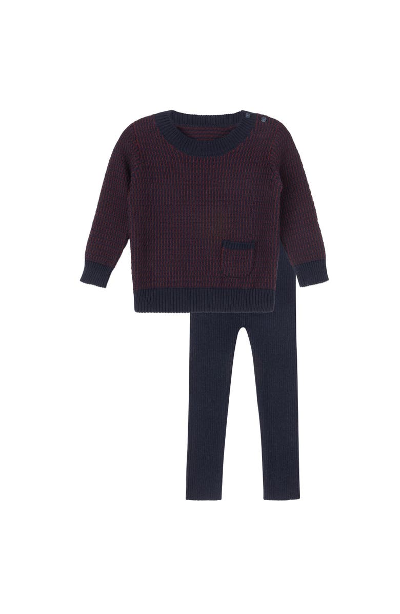 Ely's & Co. Looms Thin Stripe Collection - Toddler Set, Main, color, Navy/Wine